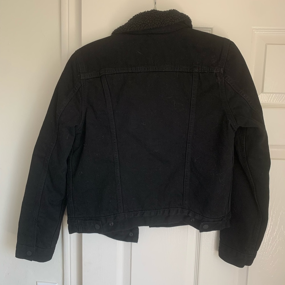 Levi’s Black Jean Jacket! Wool Interior - image 3